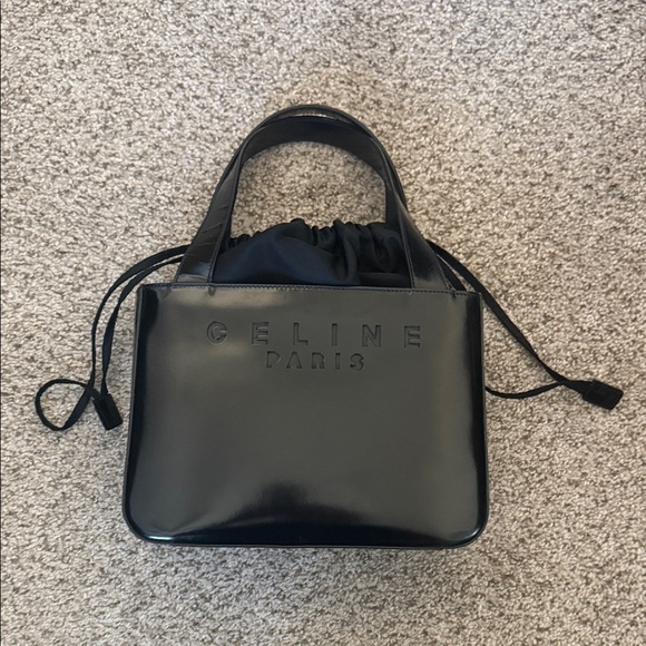 Celine Handbags - Celine Black Glossy Tote Bag